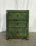 cassettiera Tibetana 3 cassetti verde antico