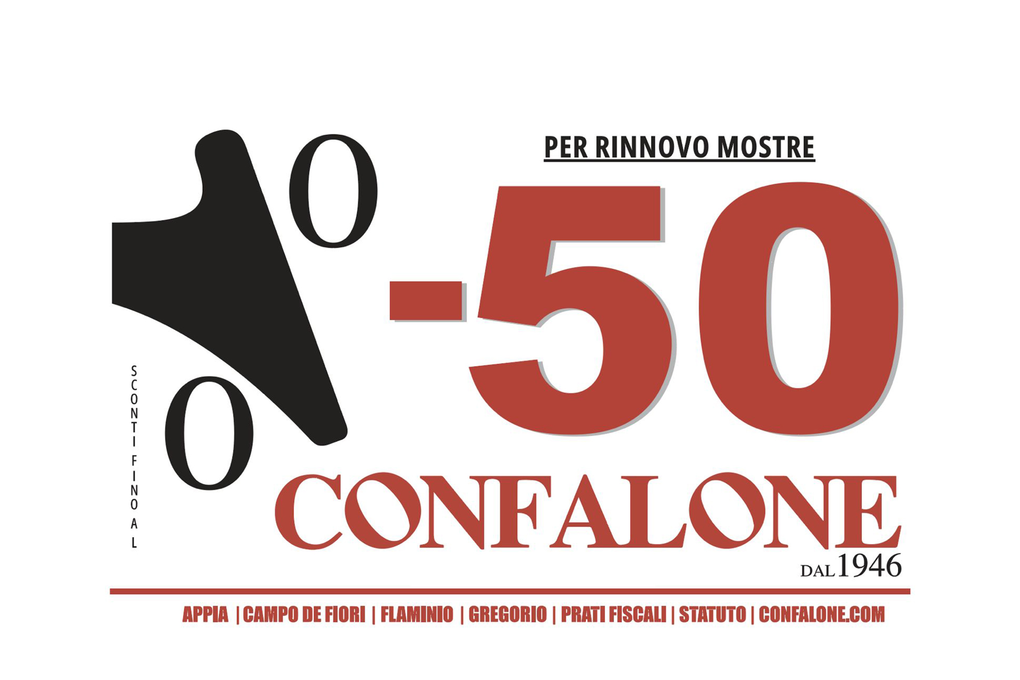 Sconti 50% sull'esposizione per rinnovo mostre