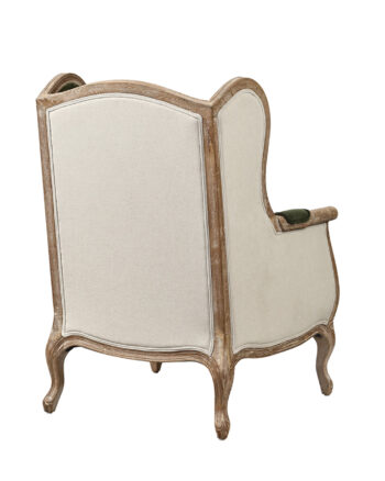 Poltrona Dandy velluto verde e misto lino