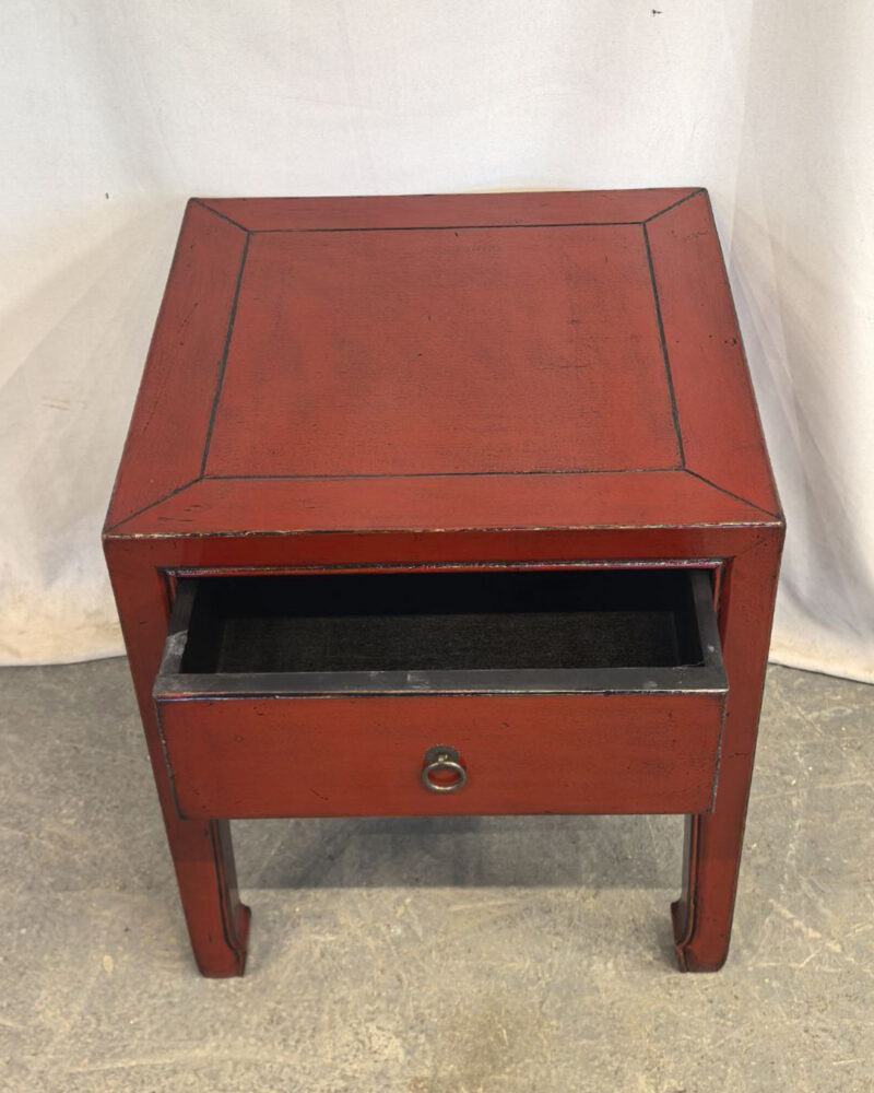 Comodino tibetano 1 cassetto rosso
