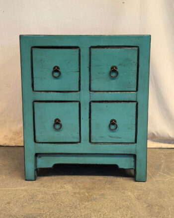 Comodino tibetano 4 cassetti azzurro