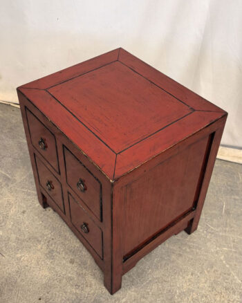 Comodino tibetano 4 cassetti rosso