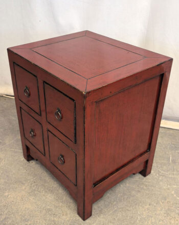 Comodino tibetano 4 cassetti rosso