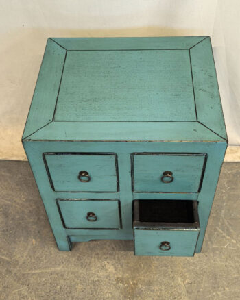 Comodino tibetano 4 cassetti azzurro