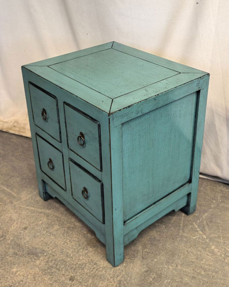Comodino tibetano 4 cassetti azzurro