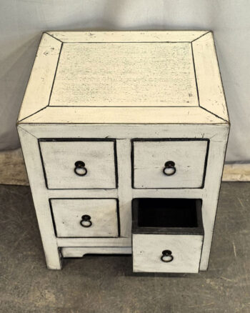 Comodino tibetano 4 cassetti bianco