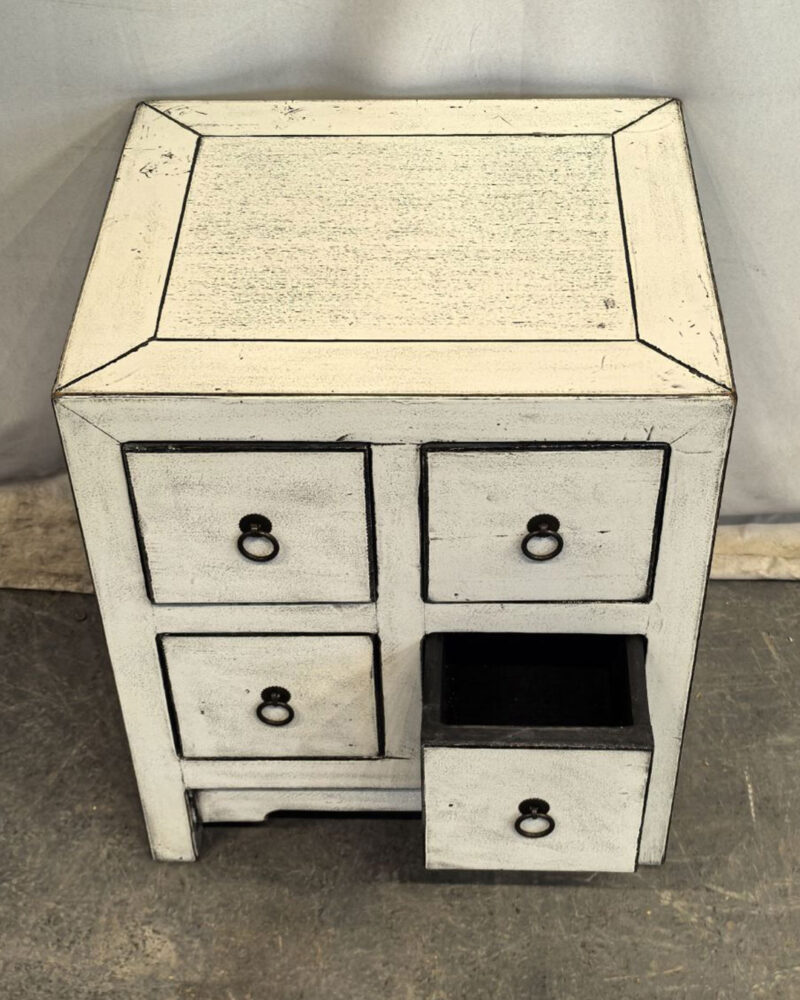 Comodino tibetano 4 cassetti bianco