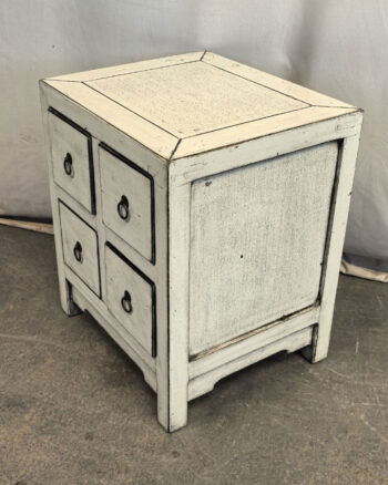 Comodino tibetano 4 cassetti bianco