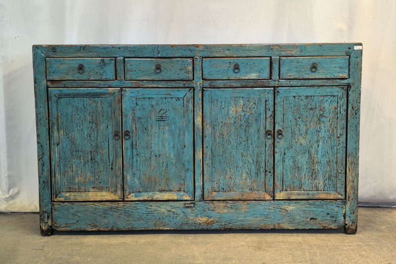 Mobile Tibetano 4 ante 4 cassetti azzurro