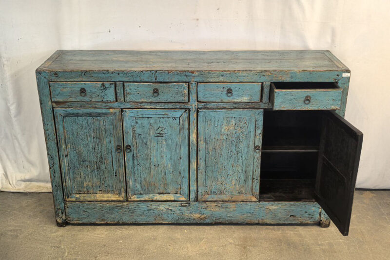 Mobile Tibetano 4 ante 4 cassetti azzurro