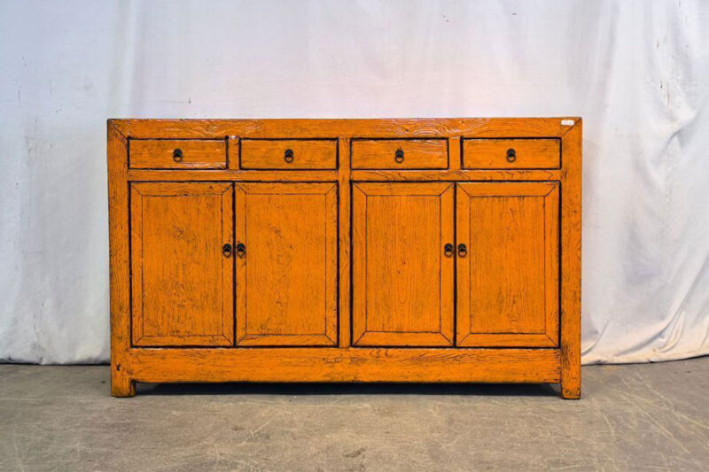 Mobile Tibetano 4 ante 4 cassetti arancio