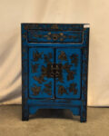 Comodino tibetano decorato - 1 cassetto 2 ante blu