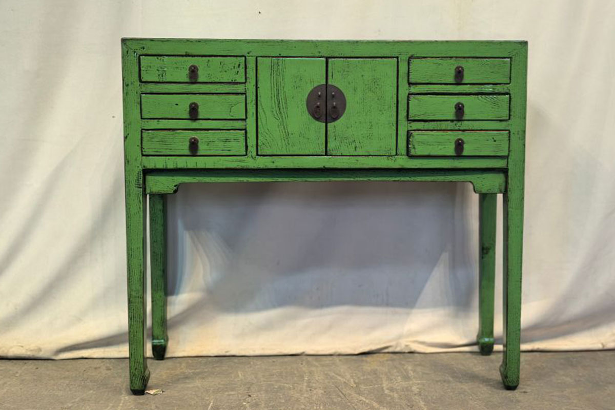 H3-34-1 Consolle Tibet 6 cassetti 2 ante verde