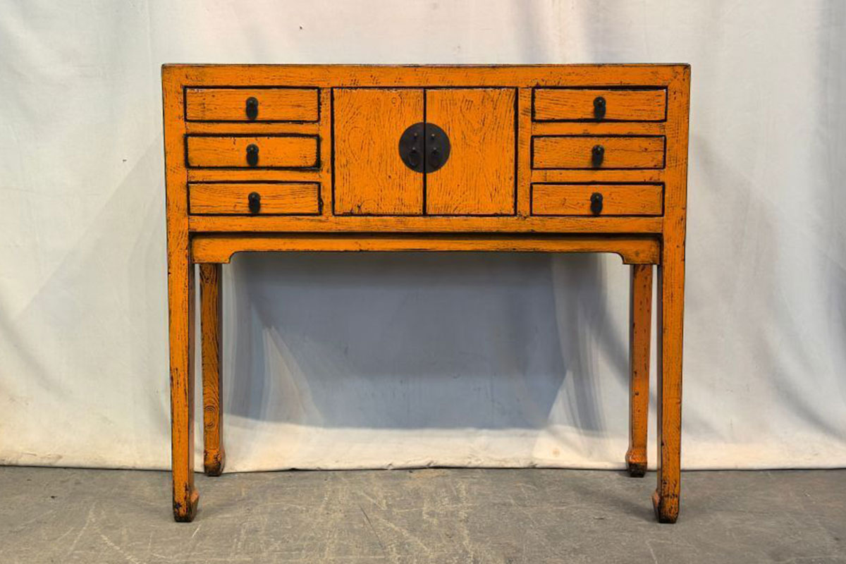 H3-34-9 Consolle Tibet 6 cassetti 2 ante arancione