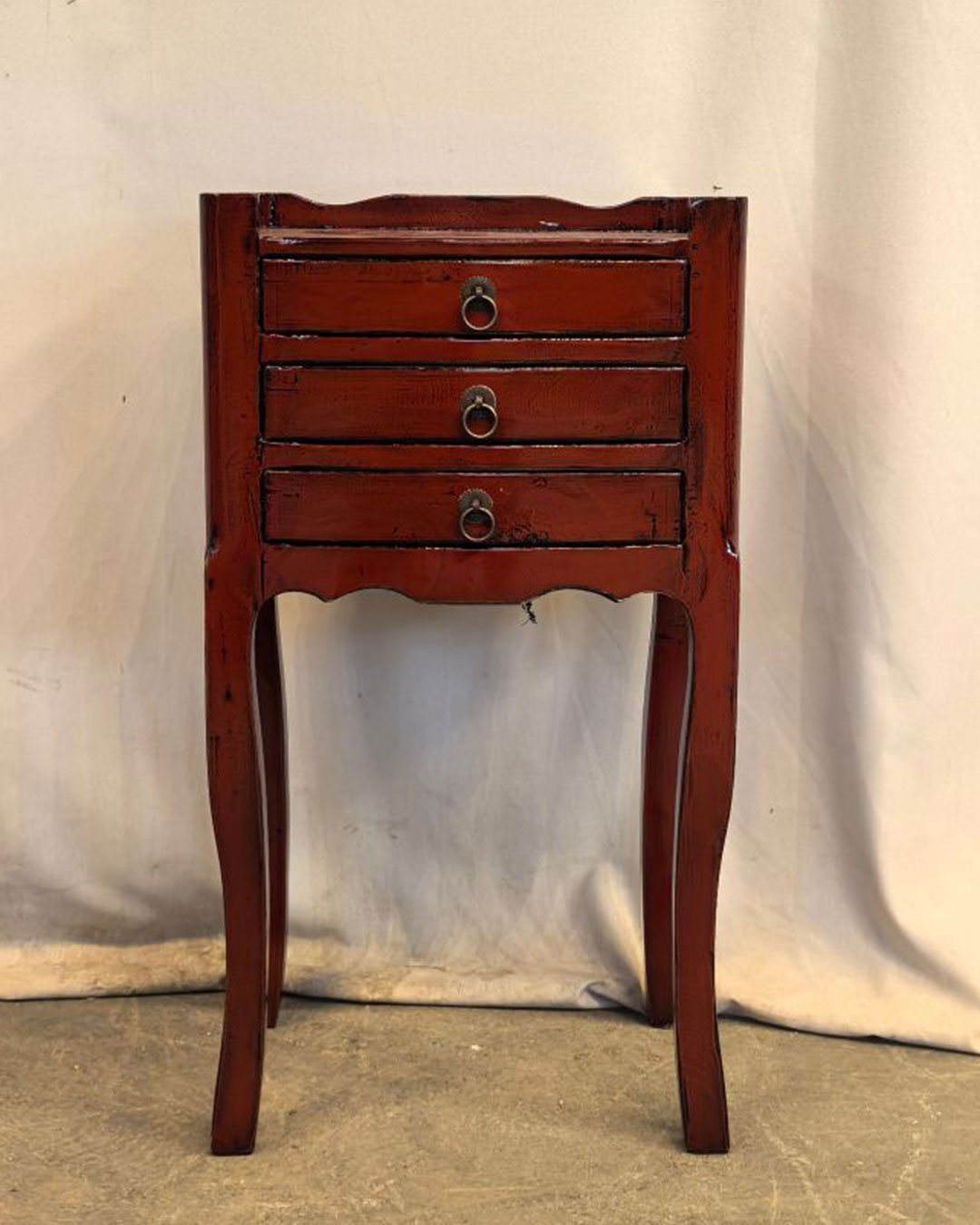 H3-35-1 Comodino Tibetano 3 cassetti rosso