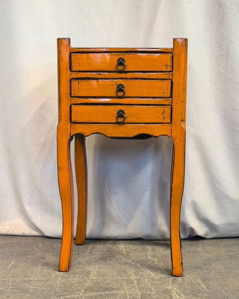 Comodino Tibetano 3 cassetti arancio