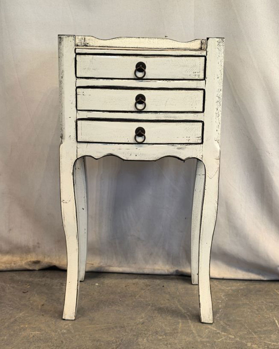 H3-35-5 Comodino Tibetano 3 cassetti bianco