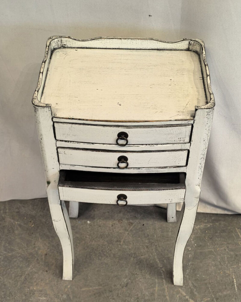 Comodino Tibetano 3 cassetti bianco