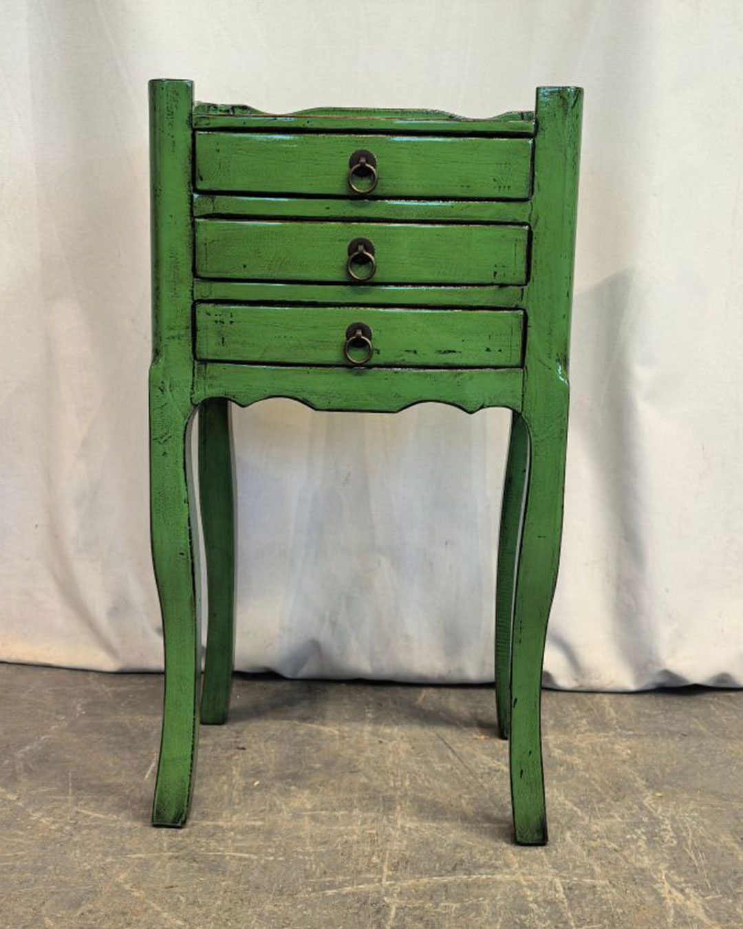 H3-35-9 Comodino Tibetano 3 cassetti verde