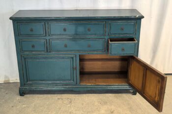 Mobile tibetano 2 ante 6 cassetti azzurro (160x43x110) - immagine 2