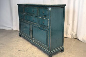 Mobile tibetano 2 ante 6 cassetti azzurro (160x43x110) - immagine 3