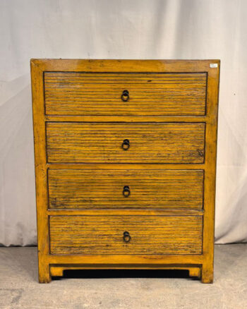 Cassettiera tibetana 4 cassetti senape (88x45x110)