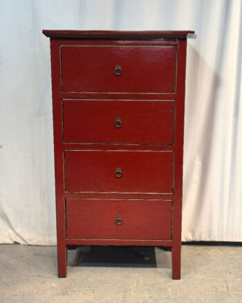 Cassettiera tibetana 4 cassetti rossa (75x40x135)