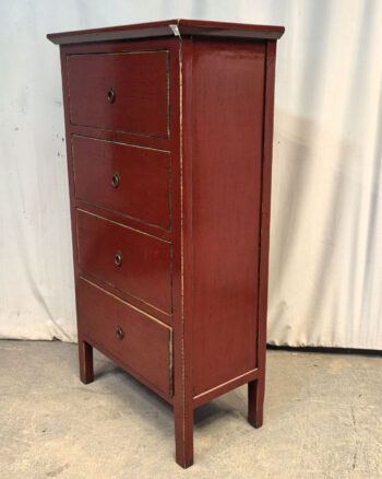 Cassettiera tibetana 4 cassetti rossa (75x40x135) - immagine 3