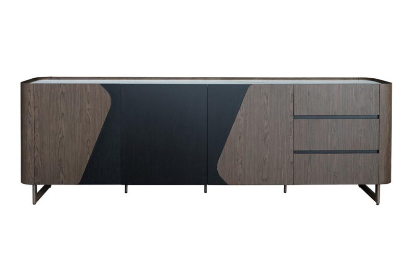 Credenza Luxor con piano in ceramica bianca