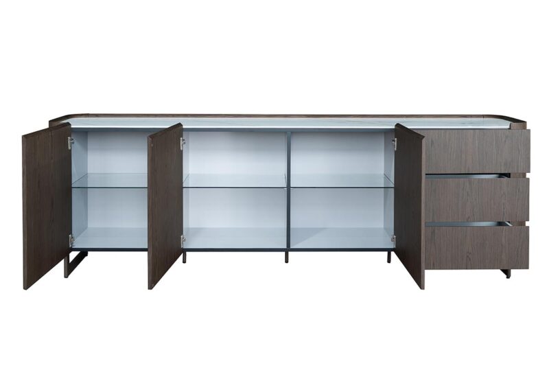 Credenza Luxor con piano in ceramica bianca