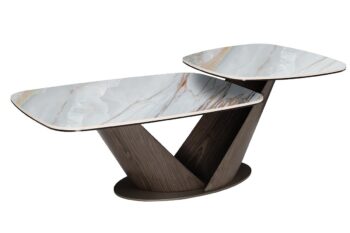 Tavolino da salotto in ceramica base a V - immagine 2