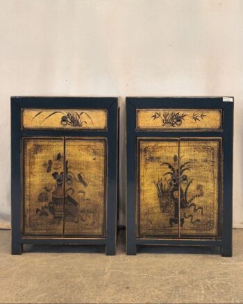 Comodino tibetano motivi floreali (40x30x60)
